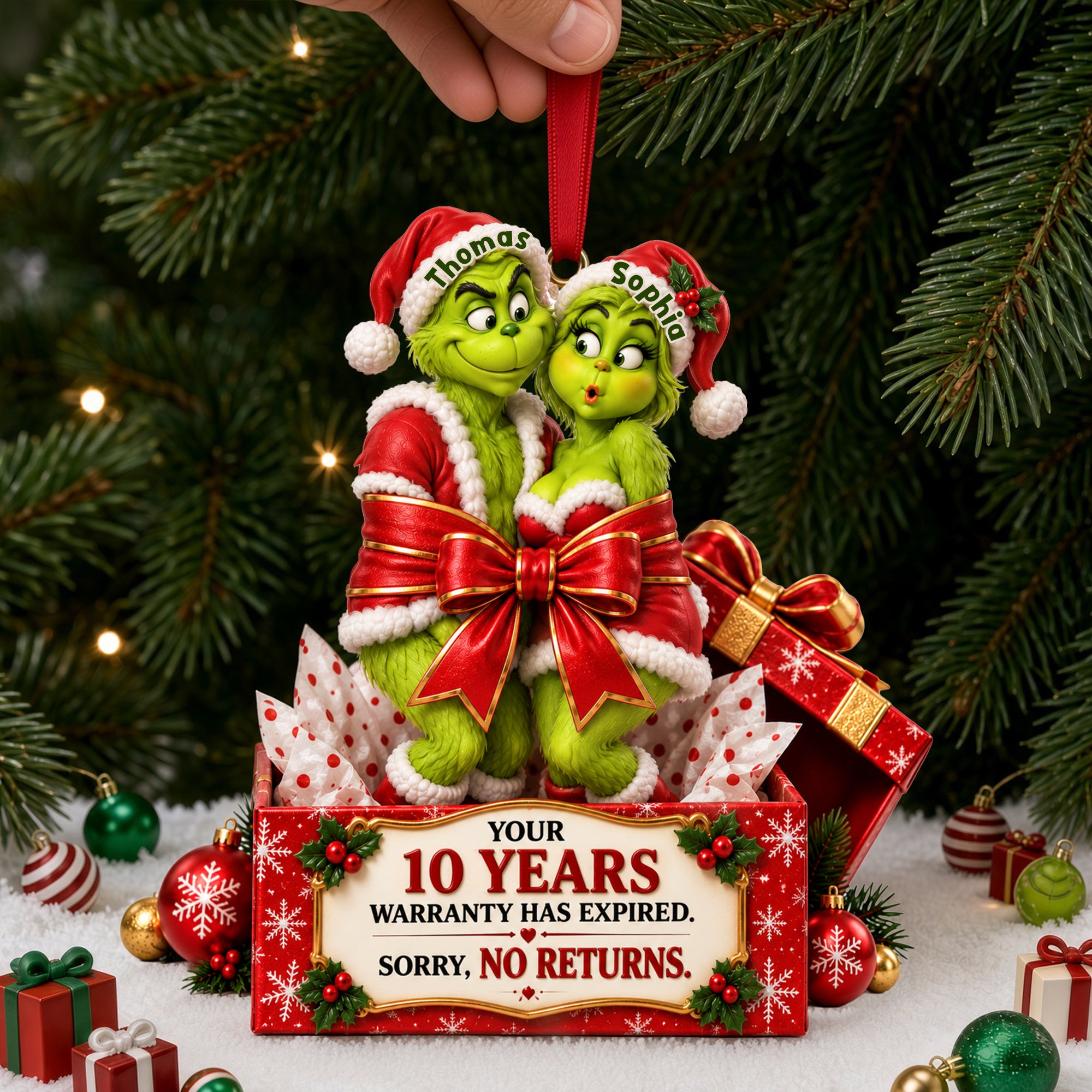 Love Tied with a Bow: Personalize Your Couple Ornament for Christmas Ornament PopCulturePrints