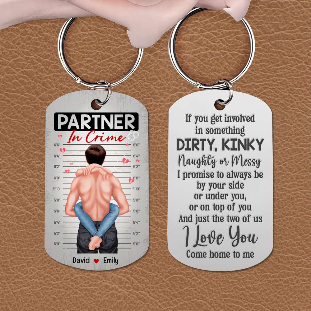 Personalized Partner In Crime Keychain - Engraved Stainless Steel Gift for Couples Keychains PopCulturePrints