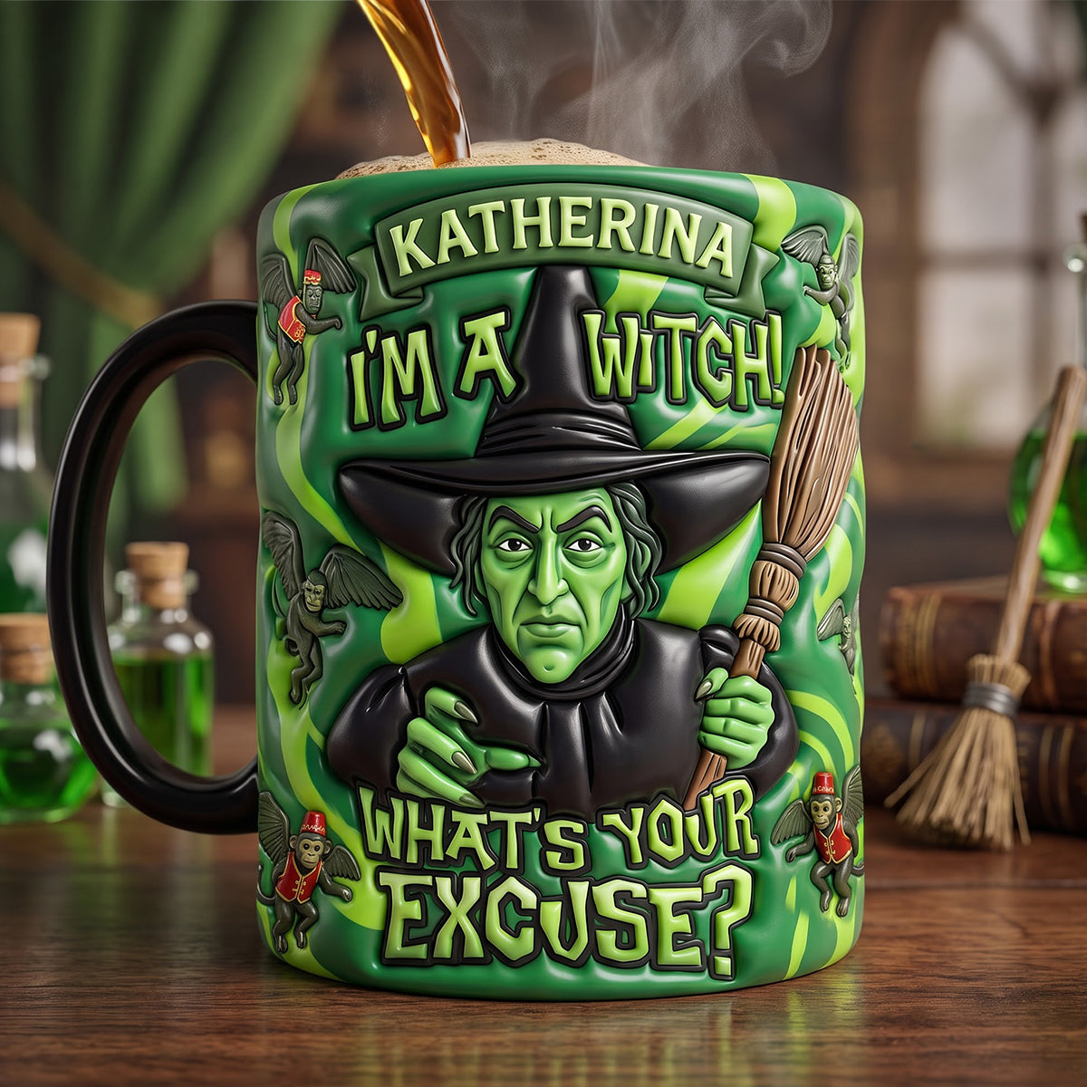 “I'm a Witch! What's Your Excuse?” - Magical Green Character Magic Mug - Personalized Gifts Coffee Mug PopCulturePrints