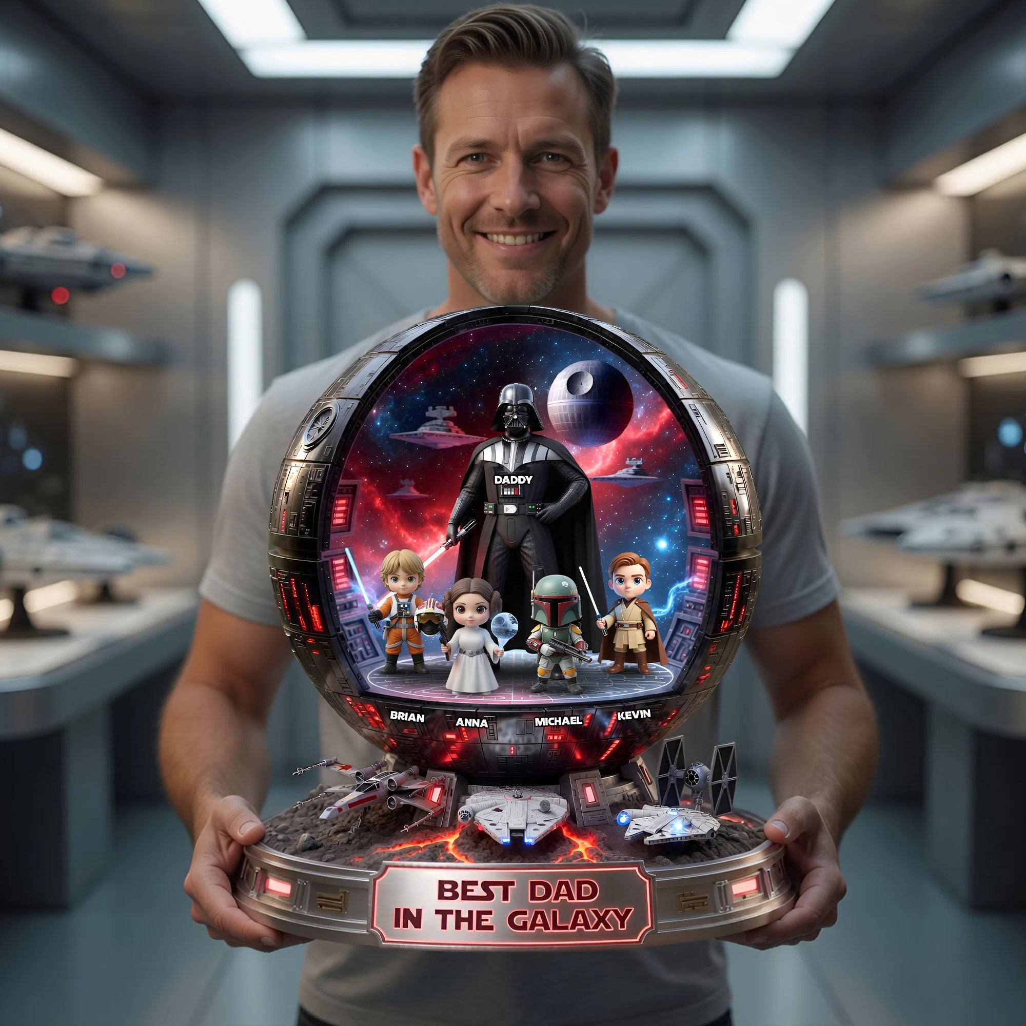 “Best Dad In The Galaxy” - Personalized Acrylic Plaque - Unique Gift for Dads and Grandpas Shaped Plaques PopCulturePrints