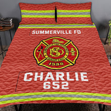 Load image into Gallery viewer, Custom Fire Department Quilt Bedding Set - Personalized Gifts for Firefighters Blanket PopCulturePrints
