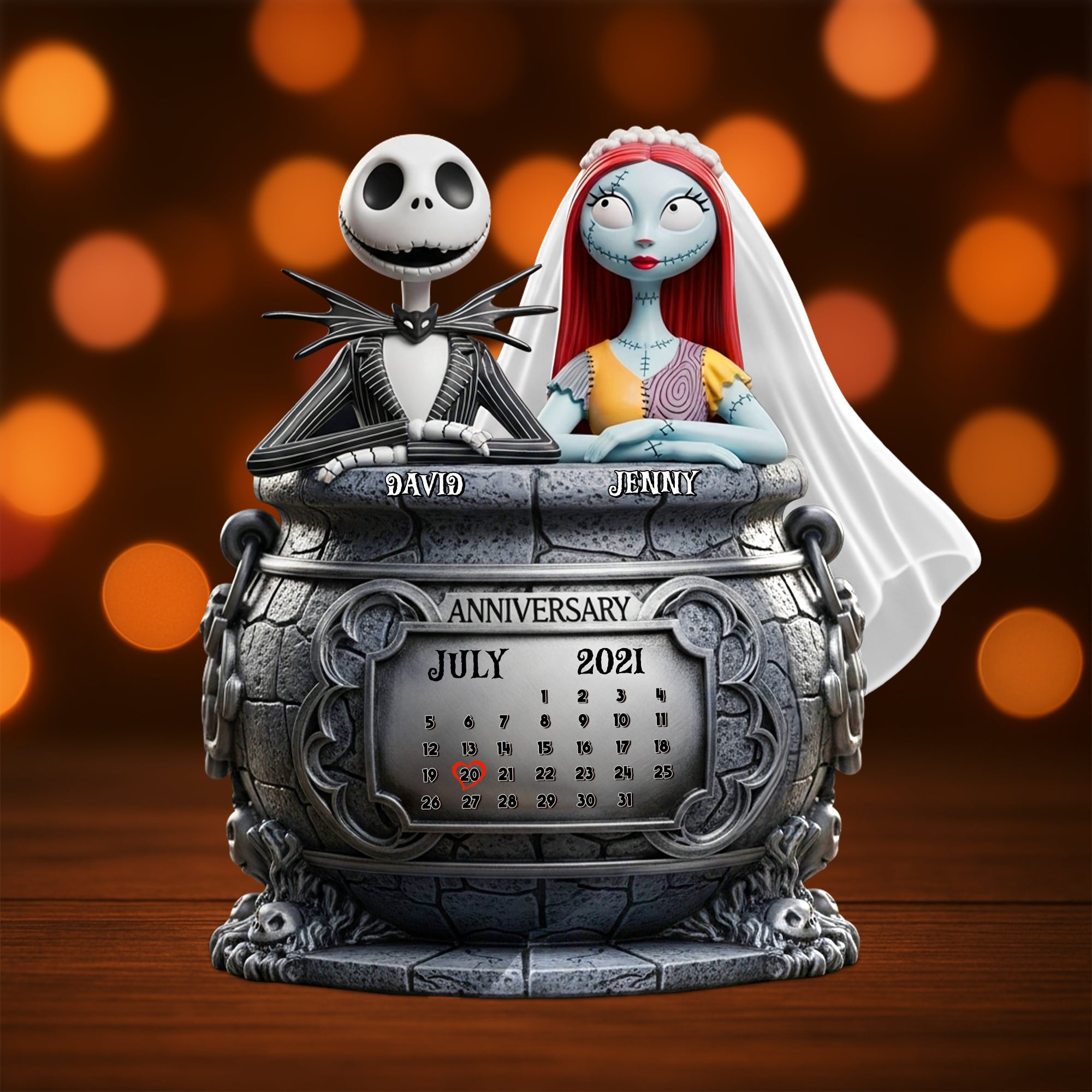 “Celebrate Your Unique Love” - Skull Couple Personalized Anniversary Plaque - Custom Gift for Couples, Friends, and Loved Ones Shaped Plaques PopCulturePrints