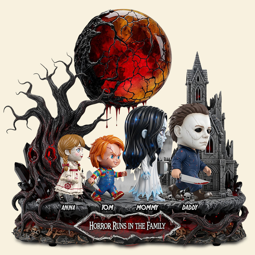 "Horror Runs Deep in the Family" - Personalized Horror Slay Family Acrylic Plaque - Unique Gift for Horror Fans, Family & Friends Shaped Plaques PopCulturePrints