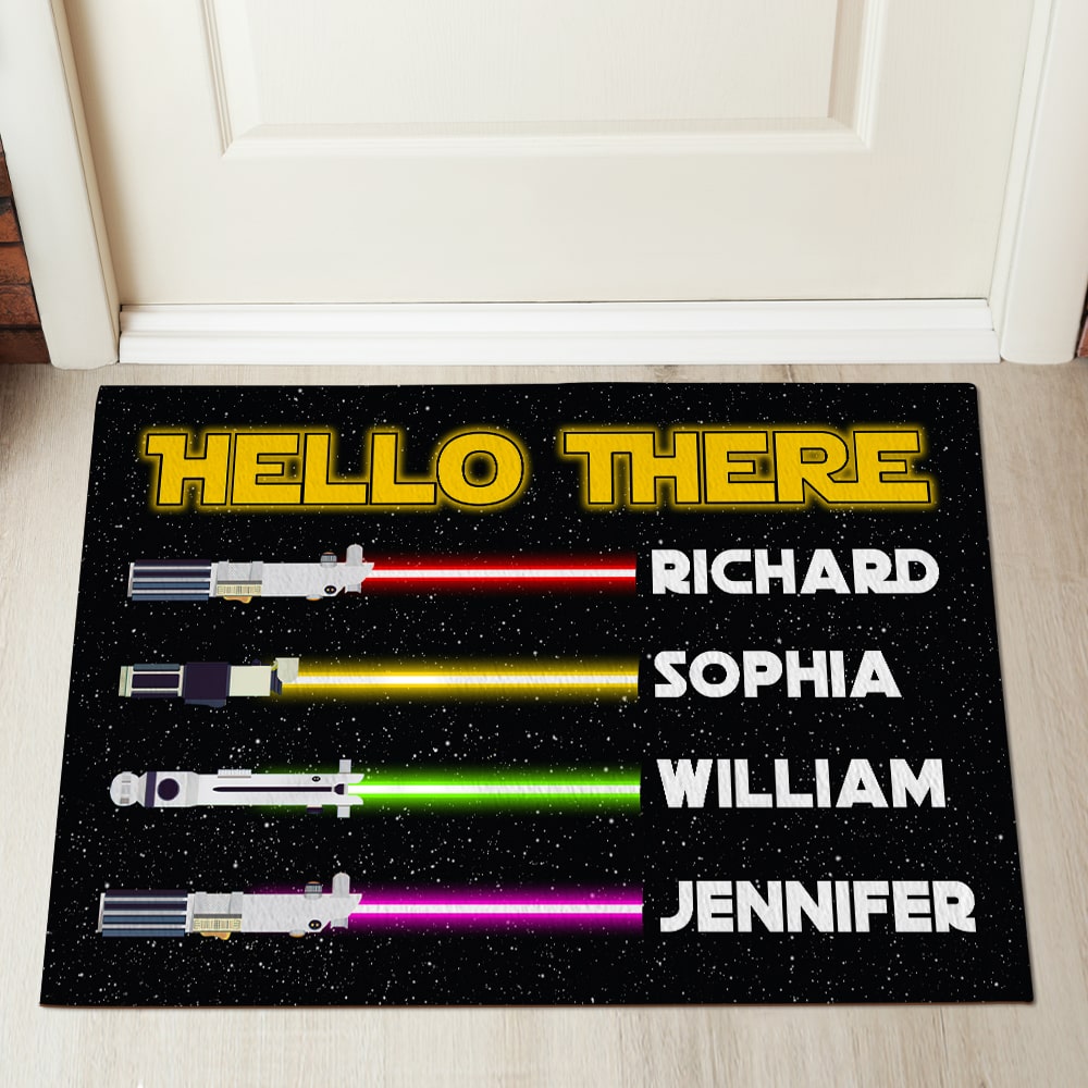 Hello There Personalized Family Door Mat - Custom Sci-Fi Welcome Mat Doormat PopCulturePrints