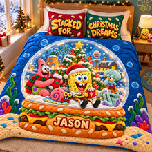 Load image into Gallery viewer, Bring Joy This Christmas with Our Personalized Yellow Sponge &amp; Nautical Friends Quilt Bed Set - Perfect Gift for Kids &amp; Fans of Public Culture
