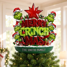 Load image into Gallery viewer, Merry Grinchmas Family Tree Topper - Personalized Christmas Gift for Family
