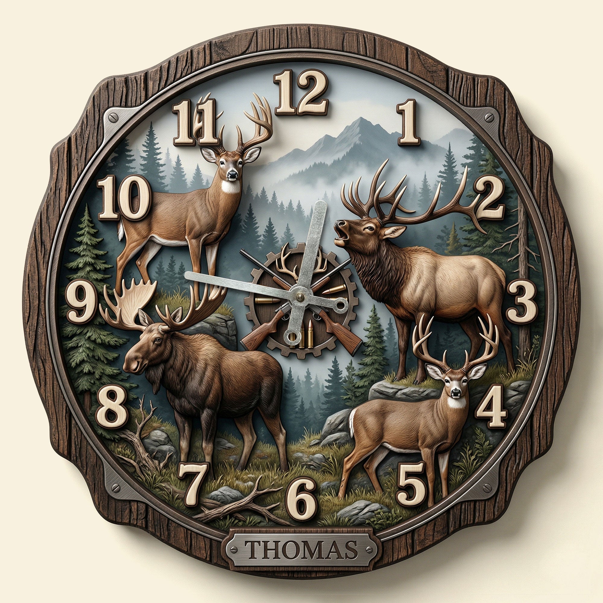 “Capture the Spirit of Adventure” - Personalized Hunting Wall Clock, Gift for Hunters and Nature Lovers Hanging Wall Clock PopCulturePrints