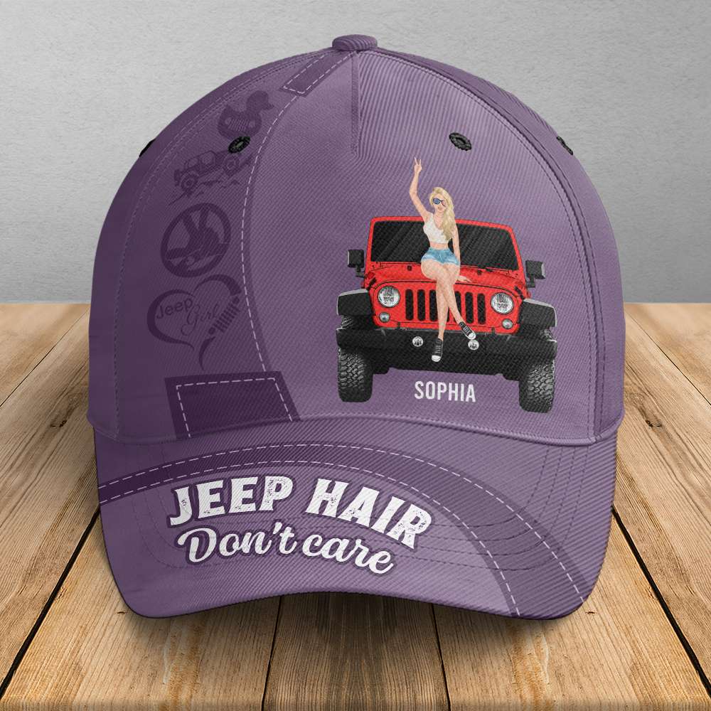 Personalized Jeep Hair Don't Care Cap - Customizable Name and Jeep Design