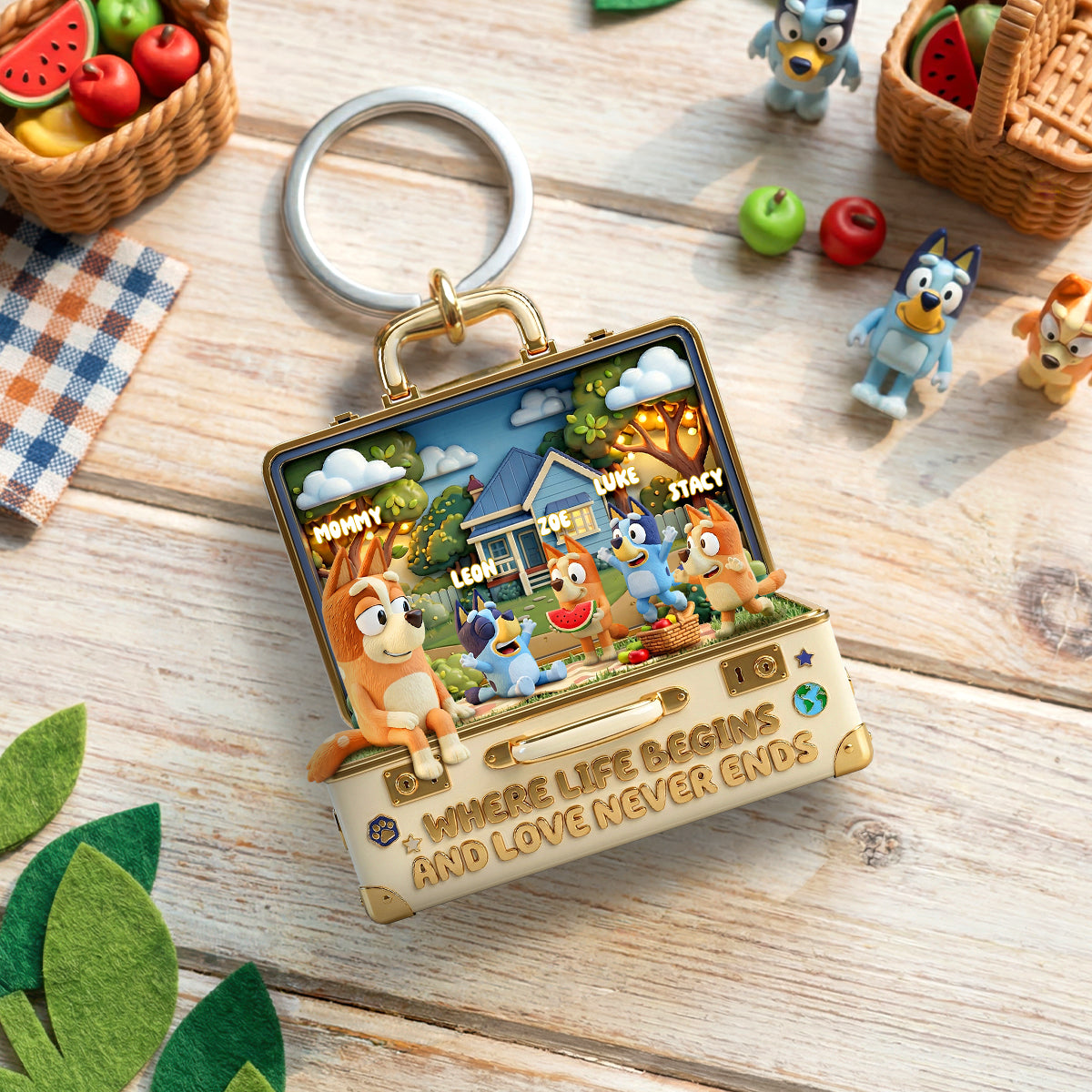 “Where Life Begins And Love Never Ends” - Personalized Puppy Keychain for Mom, Grandma, and Special Loved Ones Keychains PopCulturePrints
