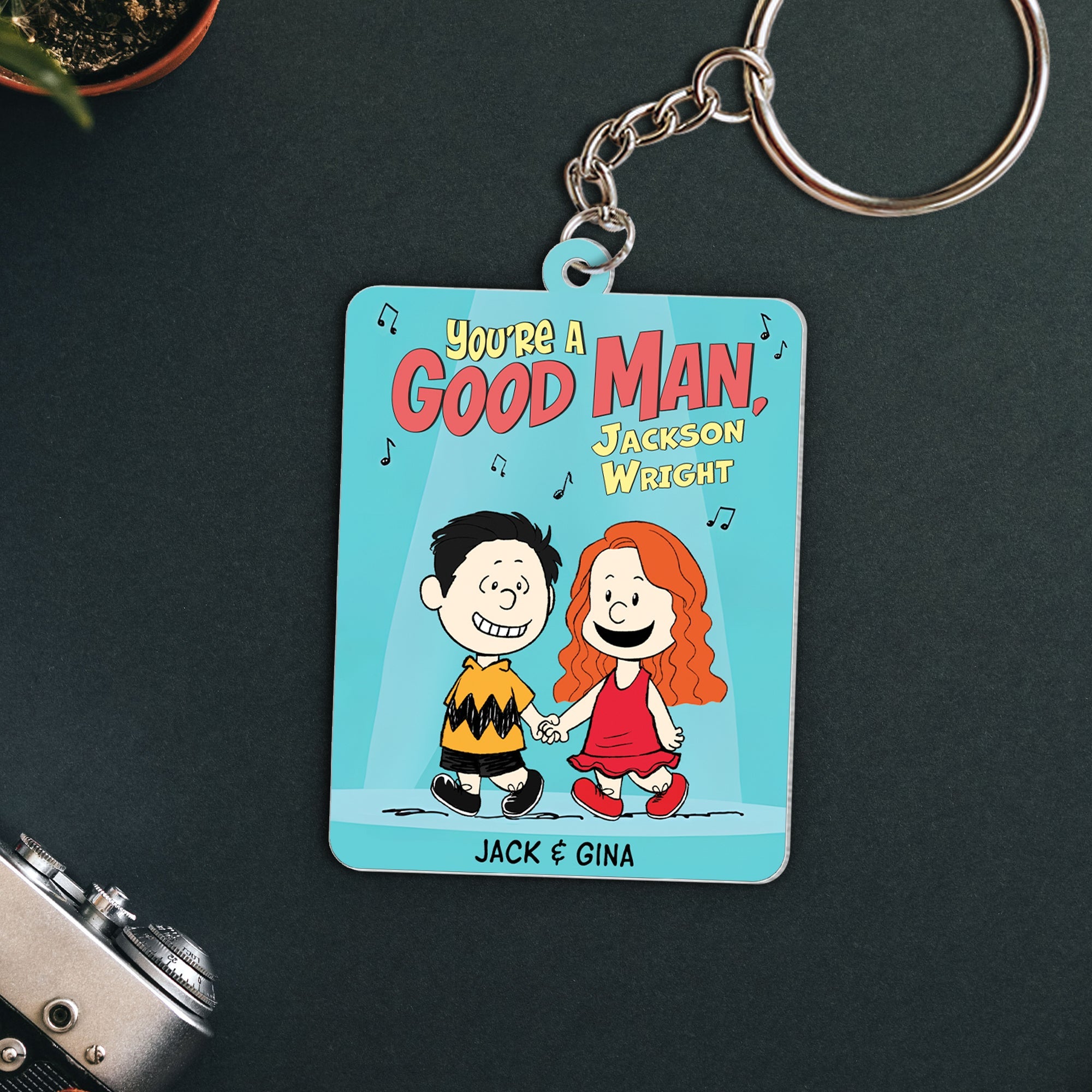 Personalized Cute Cartoon Couple Keychain - Hand In Hand Design