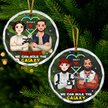 Load image into Gallery viewer, Personalized Galactic Couple Crystal Ornament - Perfect Valentine&#39;s Day Gifts for Sci-Fi Lovers Ornament PopCulturePrints
