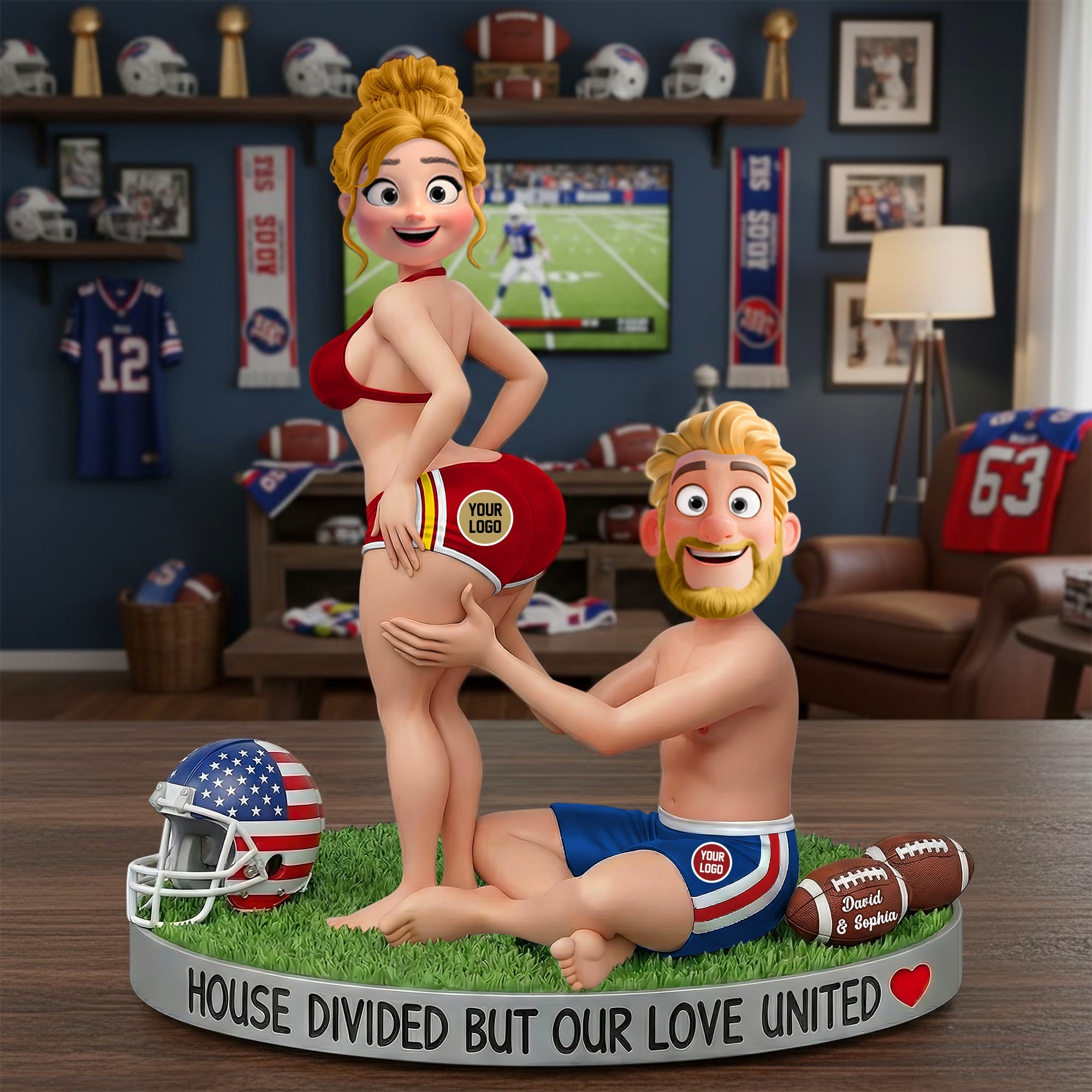 House Divided But Our Love United - Sport Couple Love Acrylic Plaque | Personalized Gift for Couples Shaped Plaques PopCulturePrints