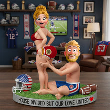 Load image into Gallery viewer, House Divided But Our Love United - Sport Couple Love Acrylic Plaque | Personalized Gift for Couples Shaped Plaques PopCulturePrints
