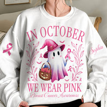 Load image into Gallery viewer, Personalized In October We Wear Pink Ghost Breast Cancer Awareness Shirt
