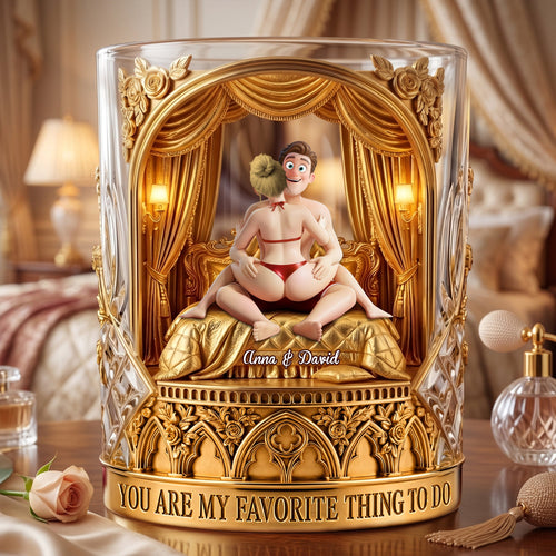 You Are My Favorite Thing To Do - Naughty Couple Round Glass - Personalized Gifts For Couples Glass PopCulturePrints