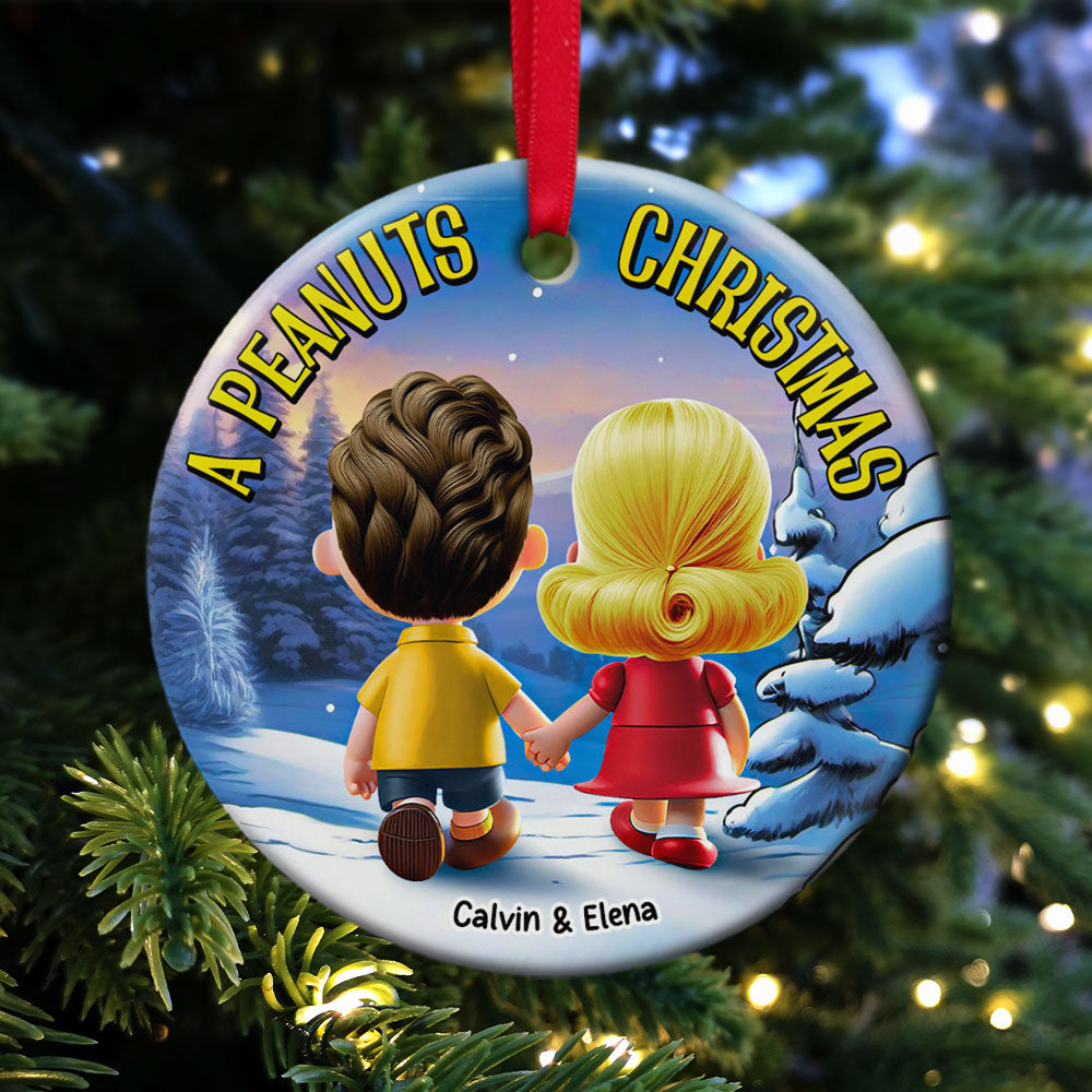 Personalized Peanuts Christmas Ceramic Ornament for Couples