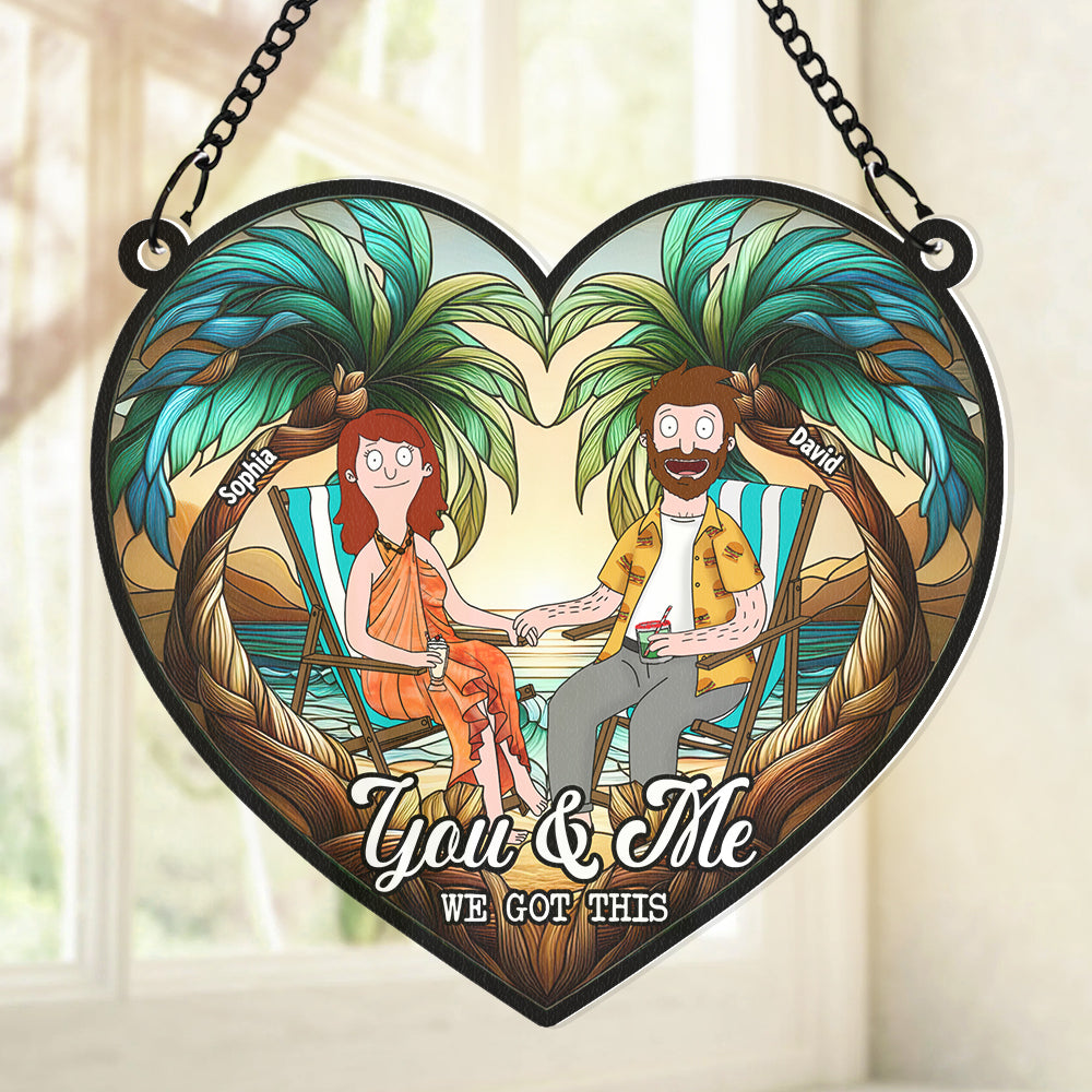Personalized Couple Heart Suncatcher | Unique Valentine's Day Gifts for Him & Her Ornament PopCulturePrints