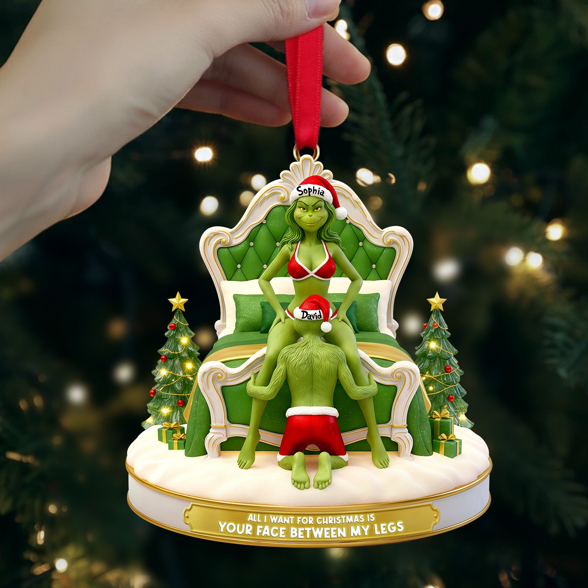 All I Want for Christmas is Your Face Between My Legs - Cheeky Couple Christmas Ornament | Personalized Gift for Couples Ornament PopCulturePrints