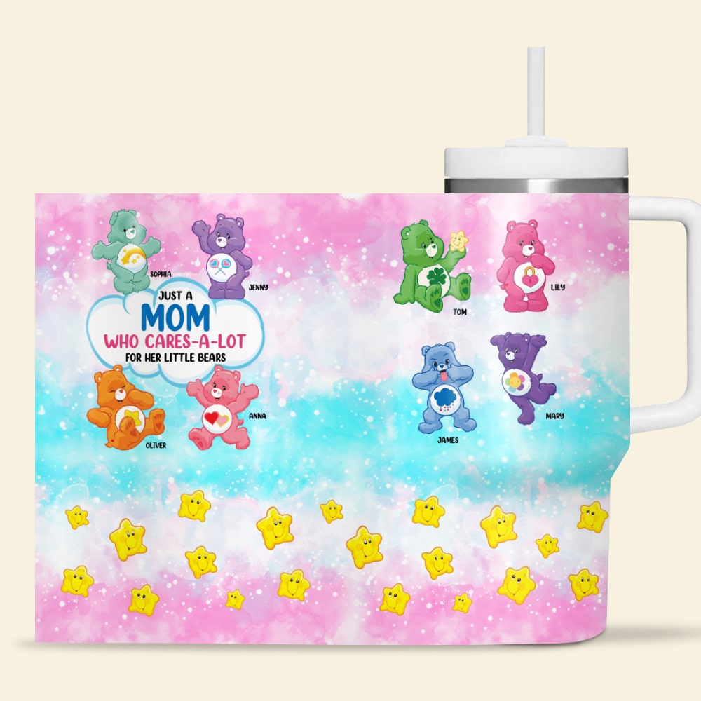 Customizable Tumbler for Moms - 'Caring Bears' Design Tumbler Cup PopCulturePrints