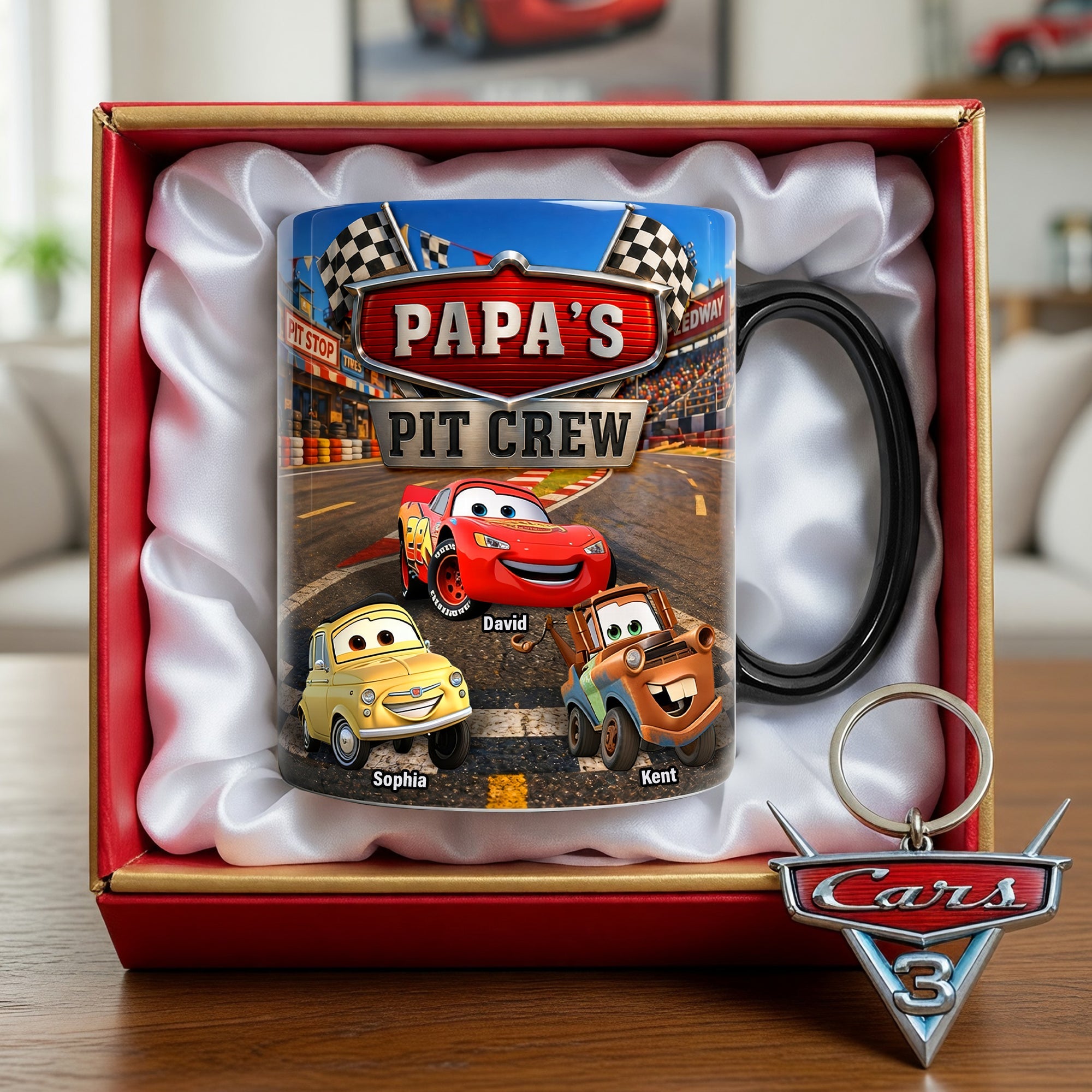 "Rev Up for Fun with Papa's Racing Crew - Personalized Magic Mug for Dads and Grandpas!" Coffee Mug PopCulturePrints
