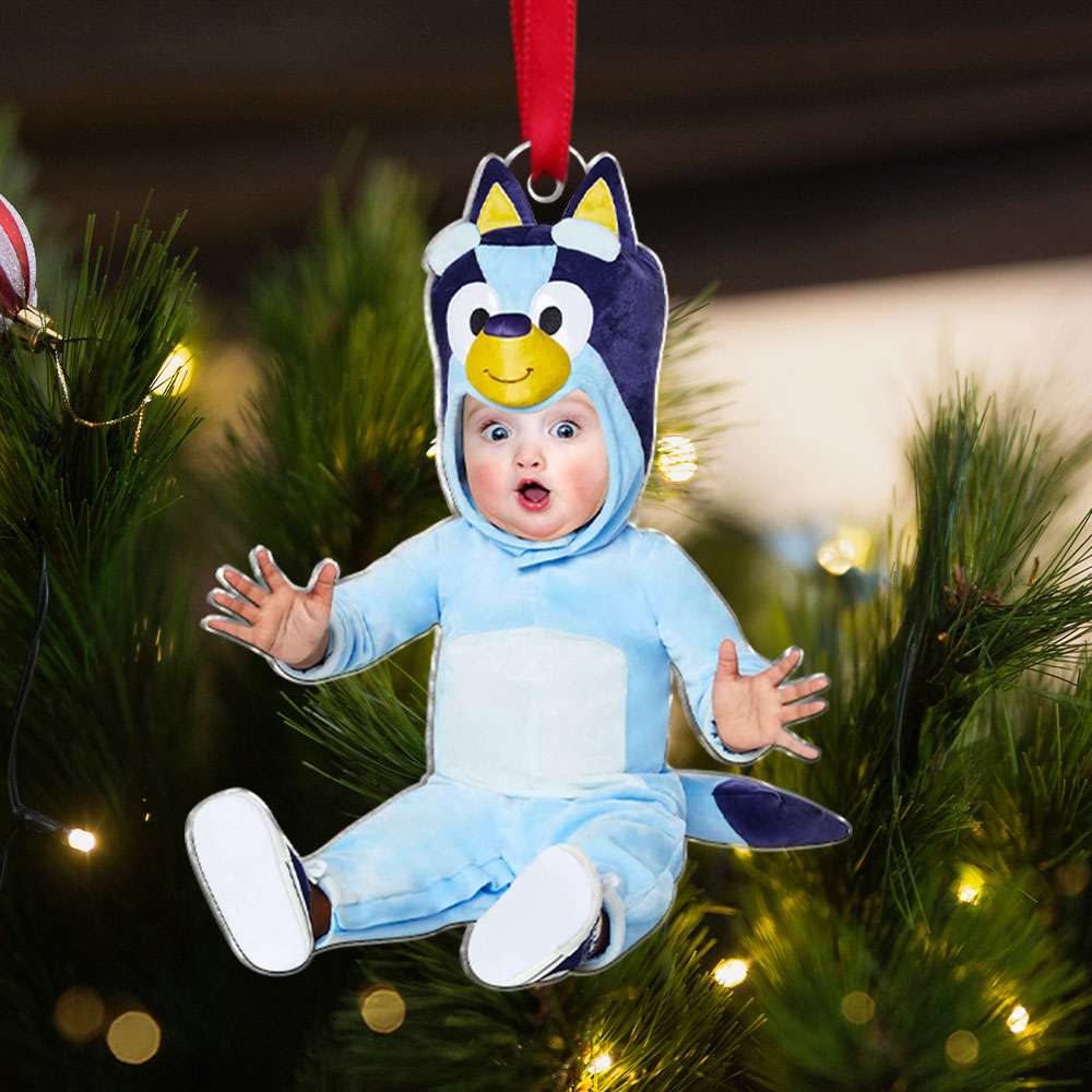 Cute Custom Kid's Face Christmas Ornament - Personalized Acrylic Photo Decoration