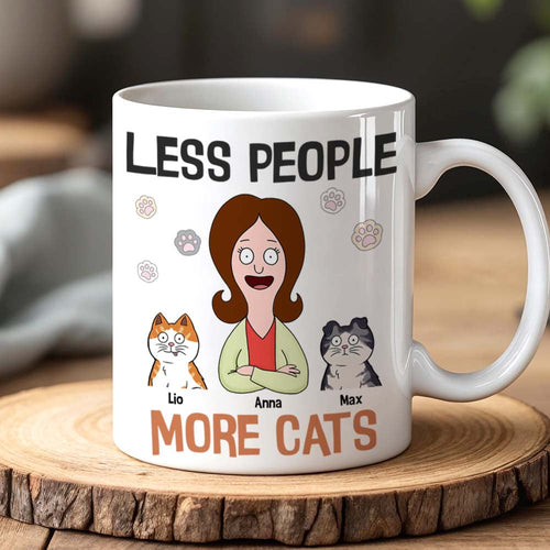 Less People, More Cats - Personalized Cat Mom Coffee Mug Coffee Mug PopCulturePrints