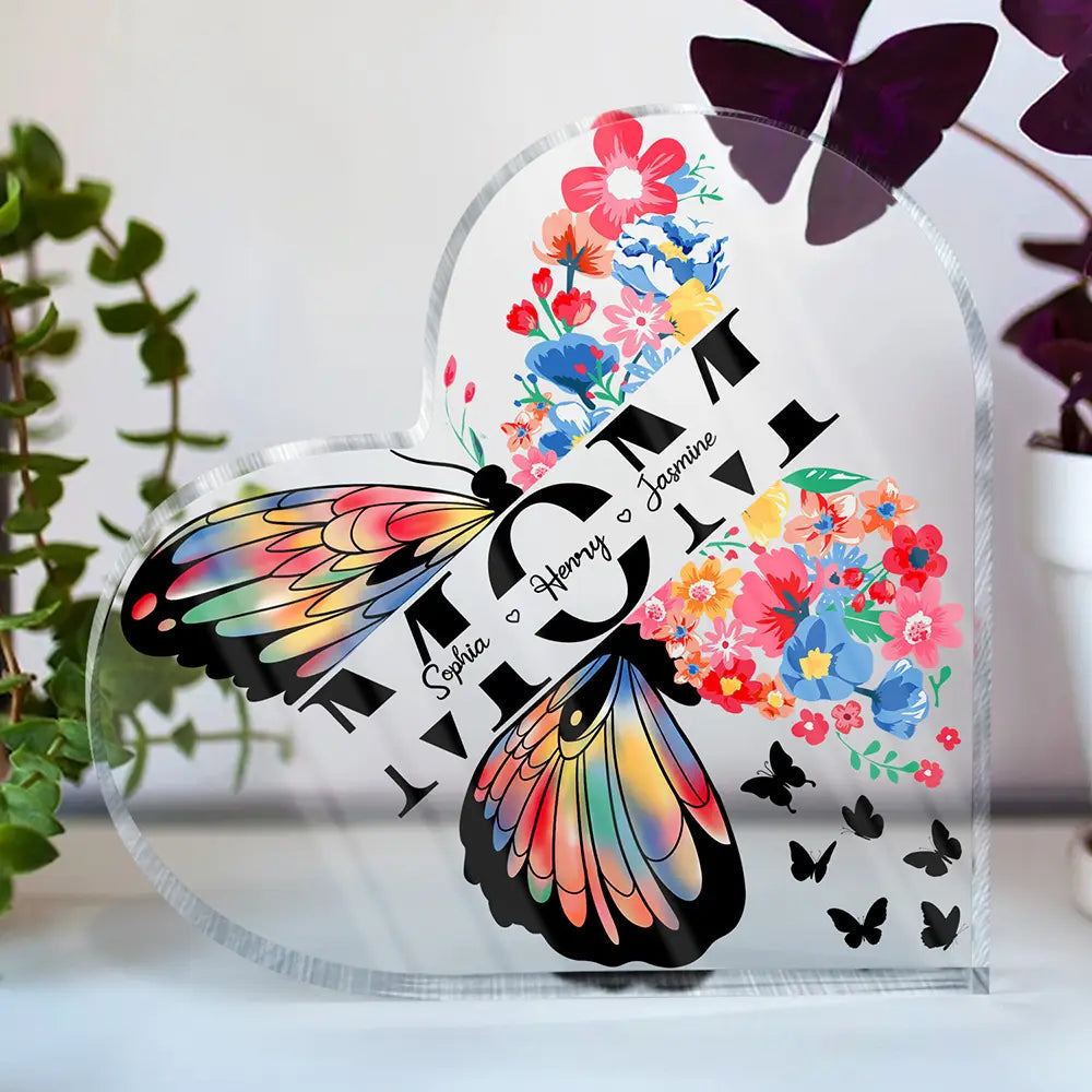 To the Best Mom - Personalized Heart Shaped Acrylic Plaque - Gift for Moms, Grandmas, and Loved Ones Acrylic Plaque PopCulturePrints