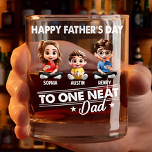 Load image into Gallery viewer, Cheers to the Neat Dad - Personalized Whiskey Glass for Father&#39;s Day Whiskey Glass PopCulturePrints
