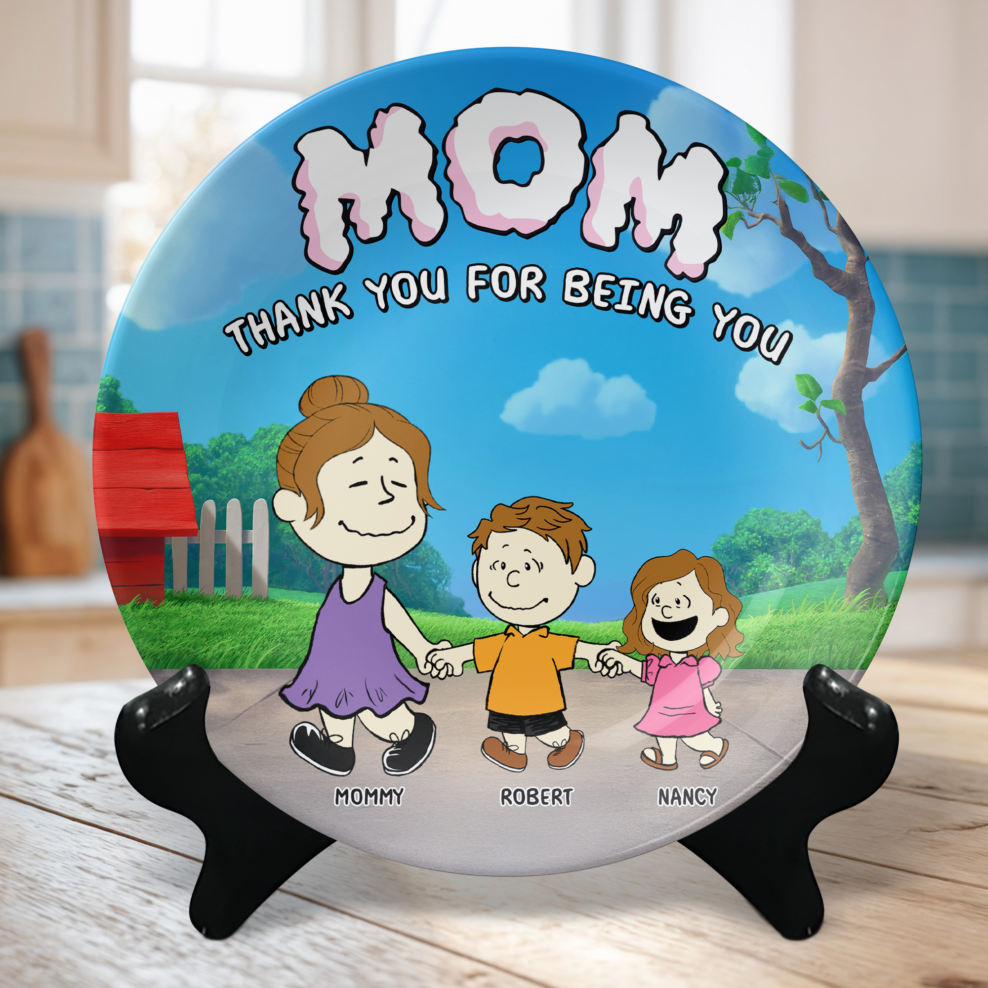 "Thank You For Being You" - Personalized Ceramic Round Plate - Gift for Mom, Grandma & More Ceramic Round Plate PopCulturePrints