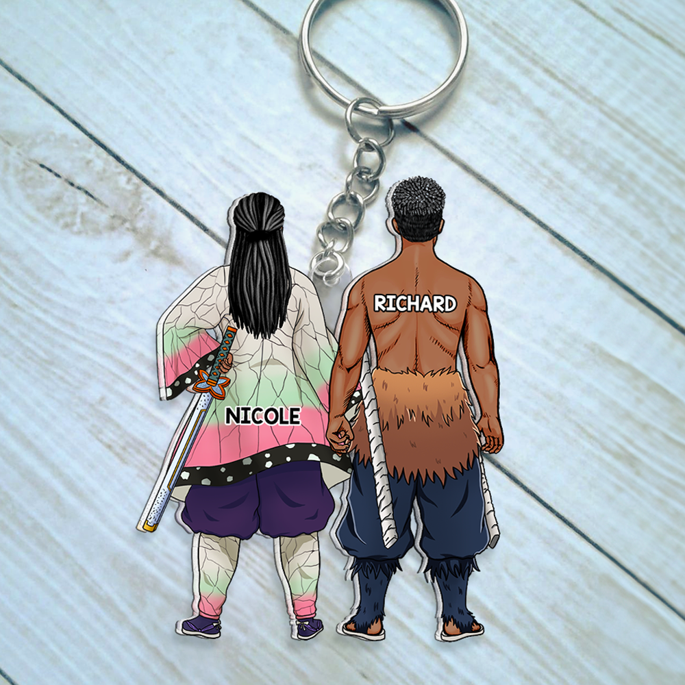 Personalized Couple Keychain - Customizable Cartoon Design Keychains PopCulturePrints