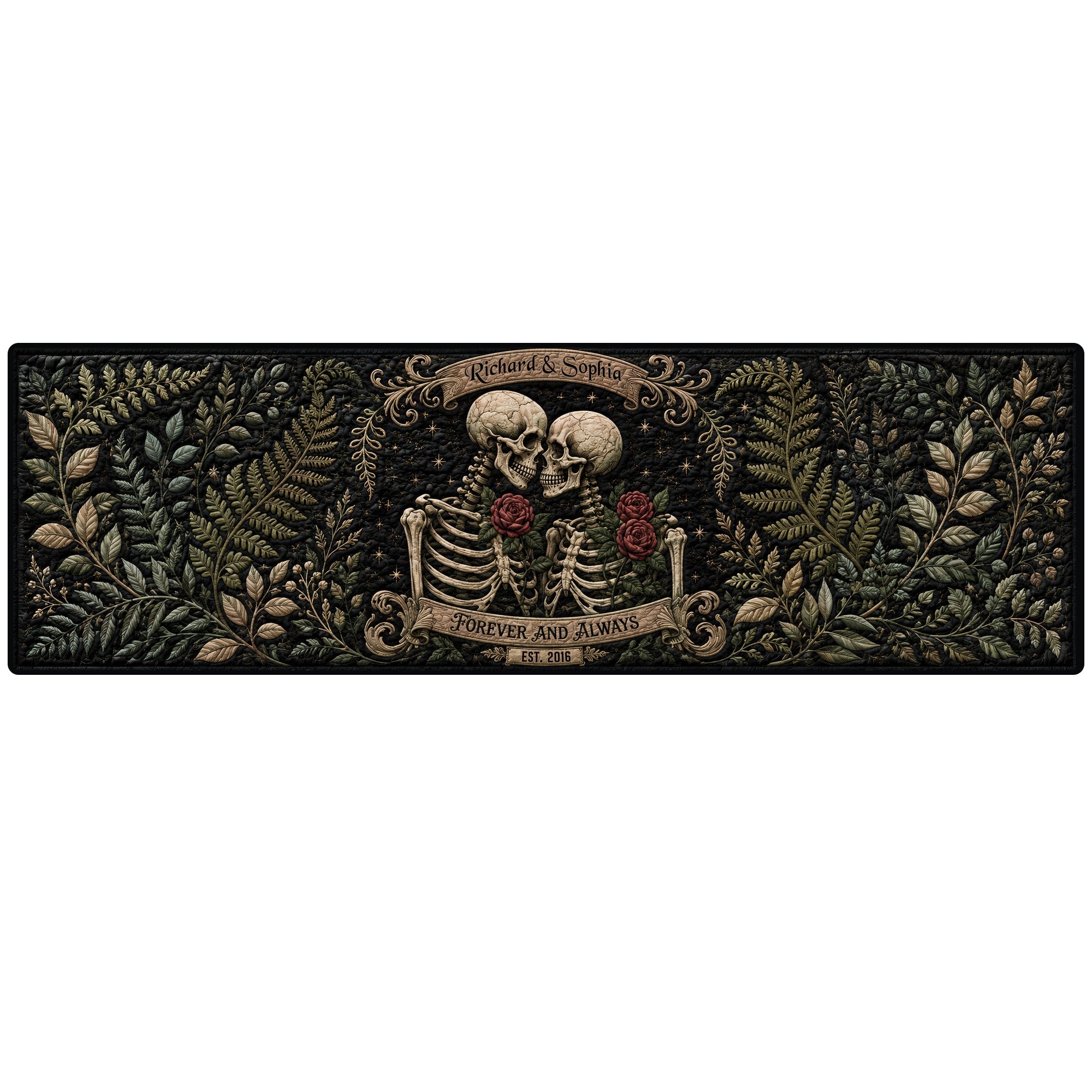Eternal Love Skeleton Couple Quilted Table Runner - Personalized Gifts For Couples Quilted Table Runner PopCulturePrints