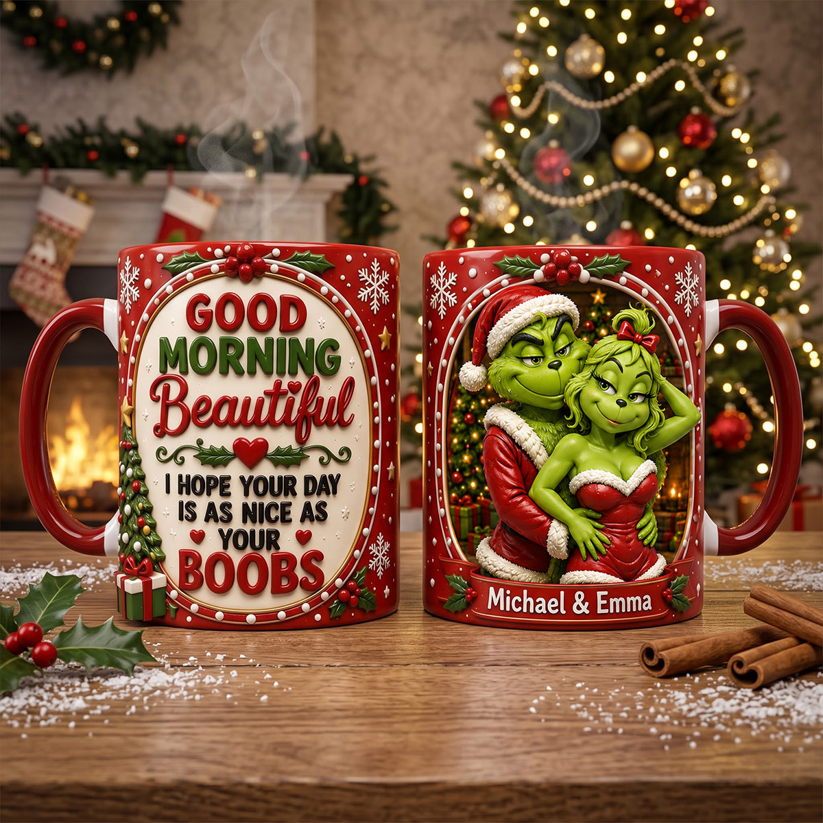 Couple Christmas Coffee Accent Mug - Personalized Gifts For Couple 02NATN070926 Coffee Mug PopCulturePrints