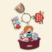 Load image into Gallery viewer, Personalized Teacher Keychain - Custom Cartoon Design
