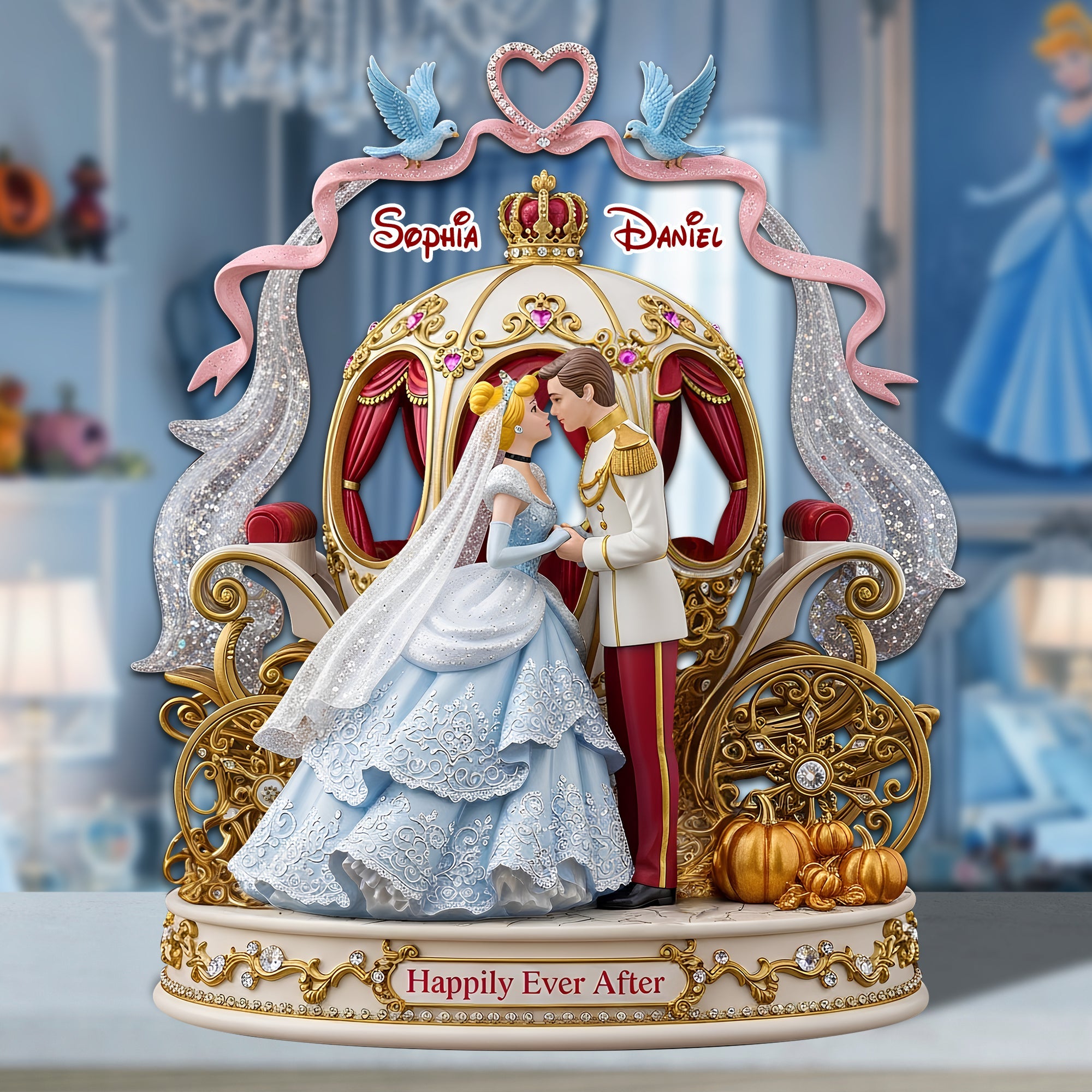 Happily Ever After - Personalized Fairy Tale Couple Plaque Shaped Plaques PopCulturePrints