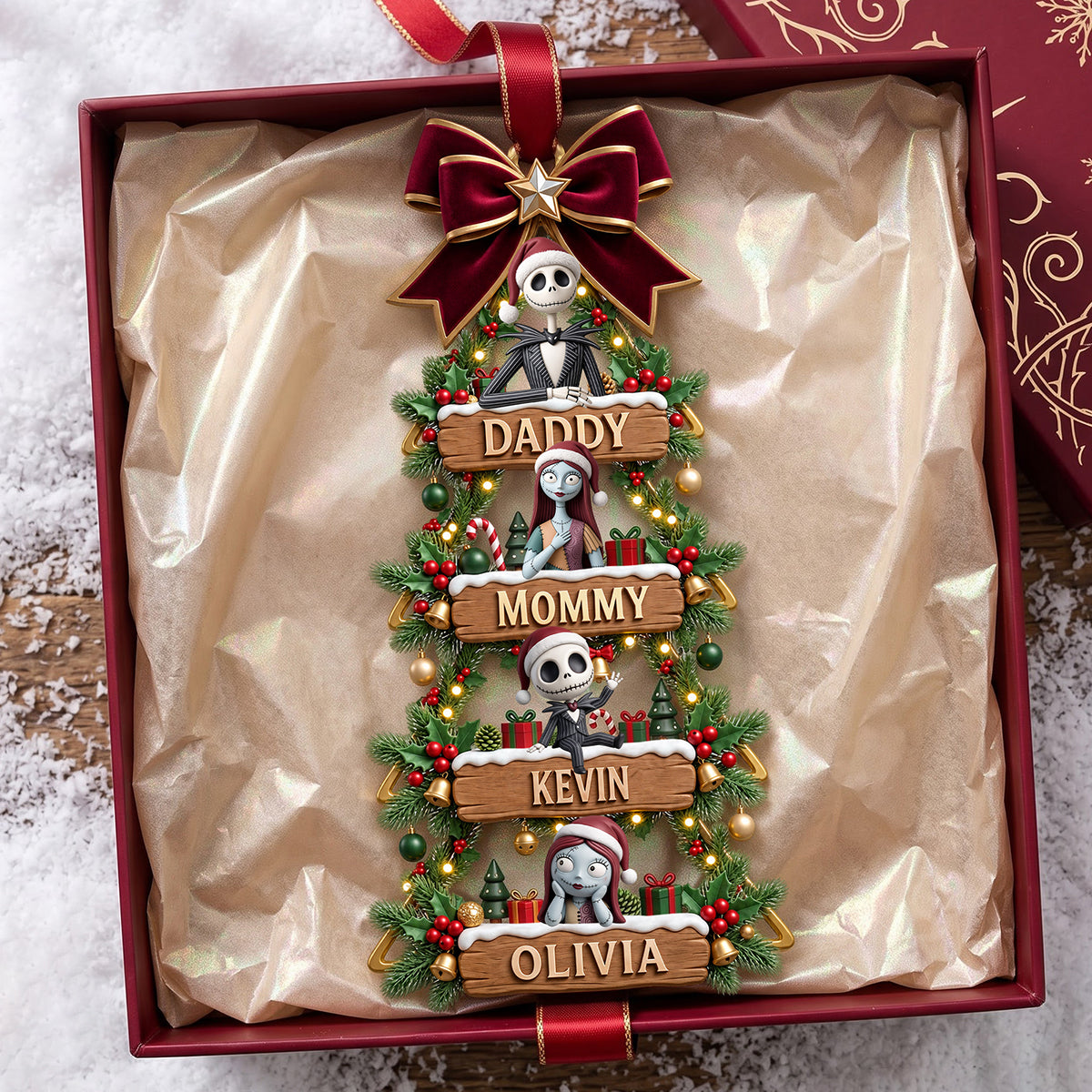 Spooky Family Christmas Ornament - Personalized Gifts For Family 02PATA230926 Ornament PopCulturePrints