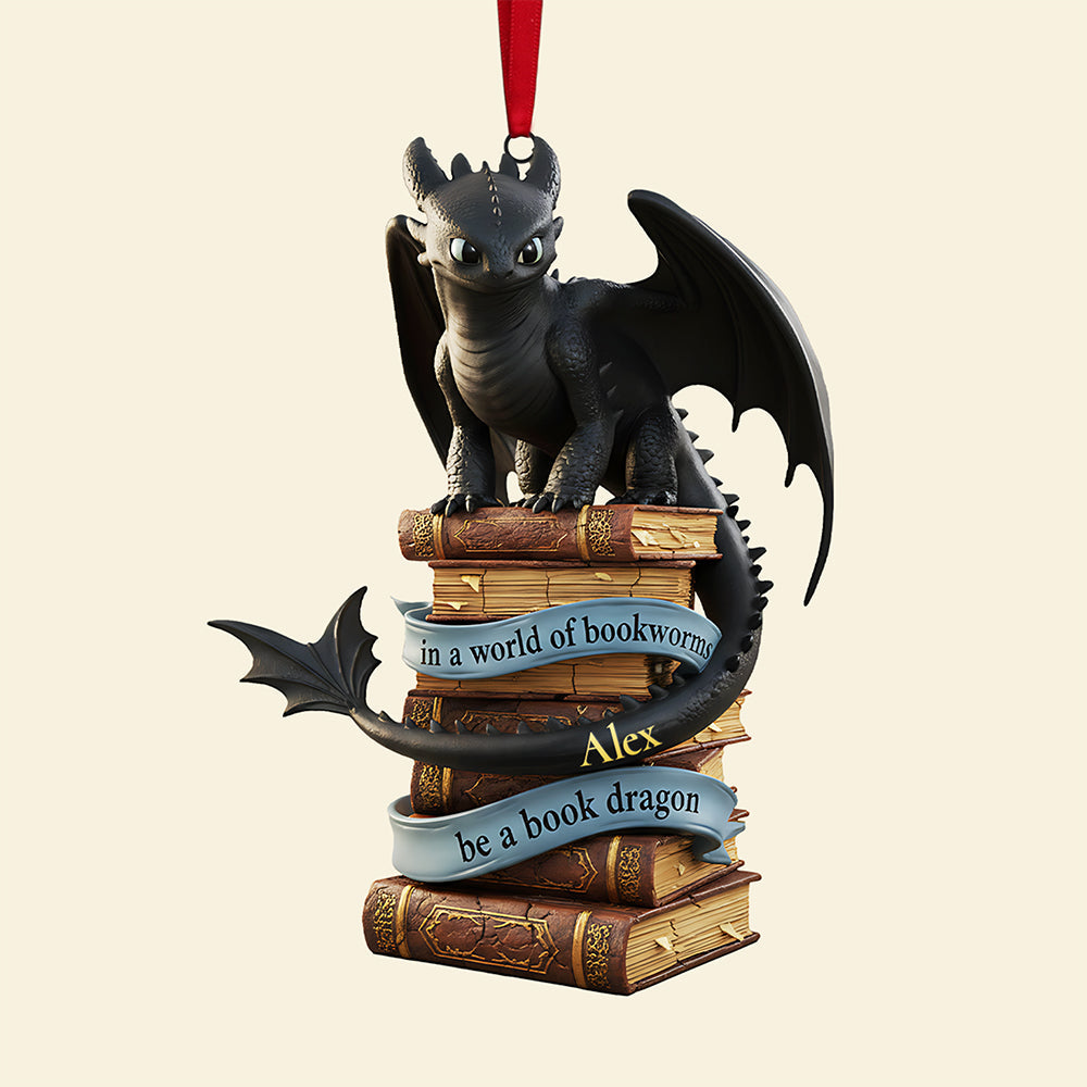 Be a Book Dragon - Personalized Christmas Ornament for Book Lovers Ornament PopCulturePrints