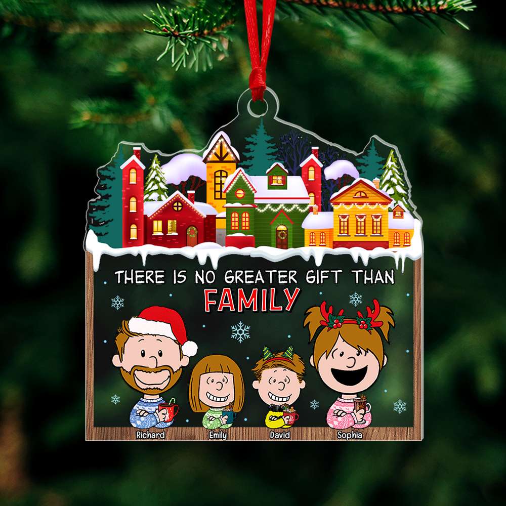 Personalized Family Christmas Ornament - Cartoon Design