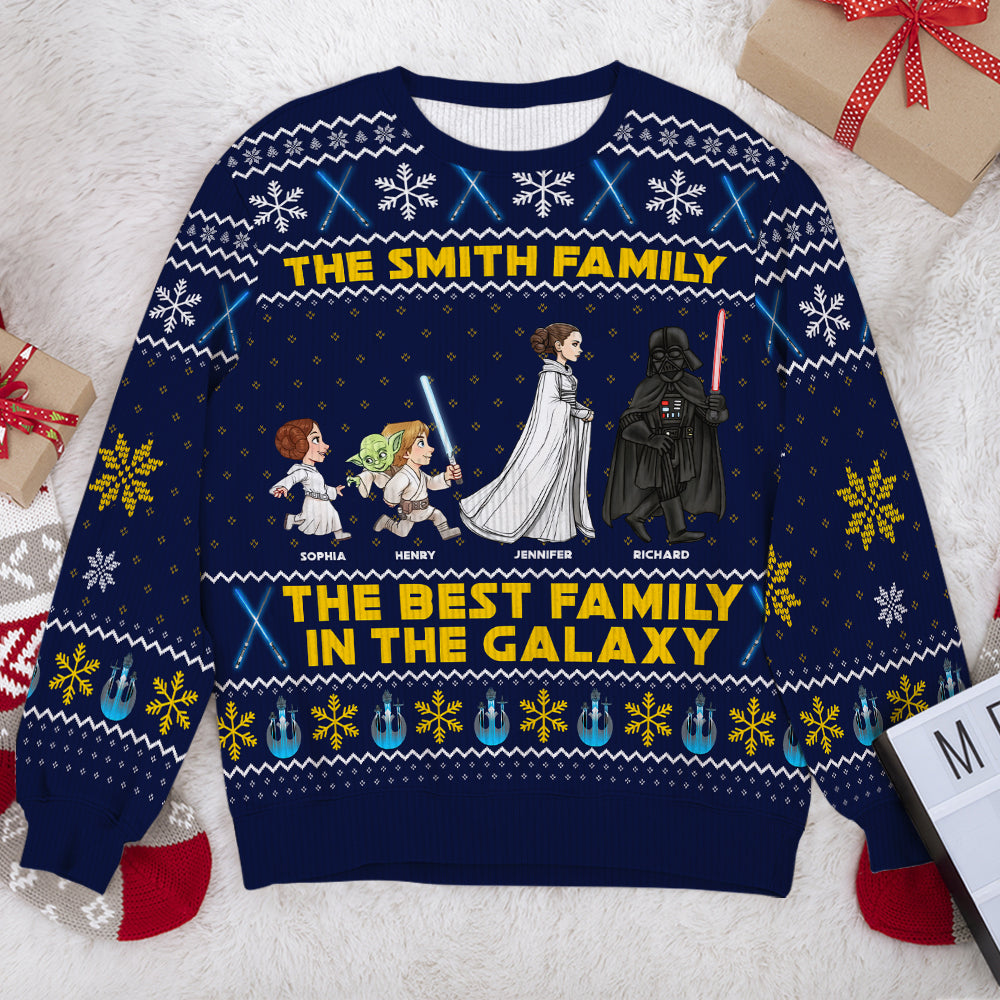 Personalized Family Cosmic Adventure Ugly Sweater – Best Family in the Galaxy