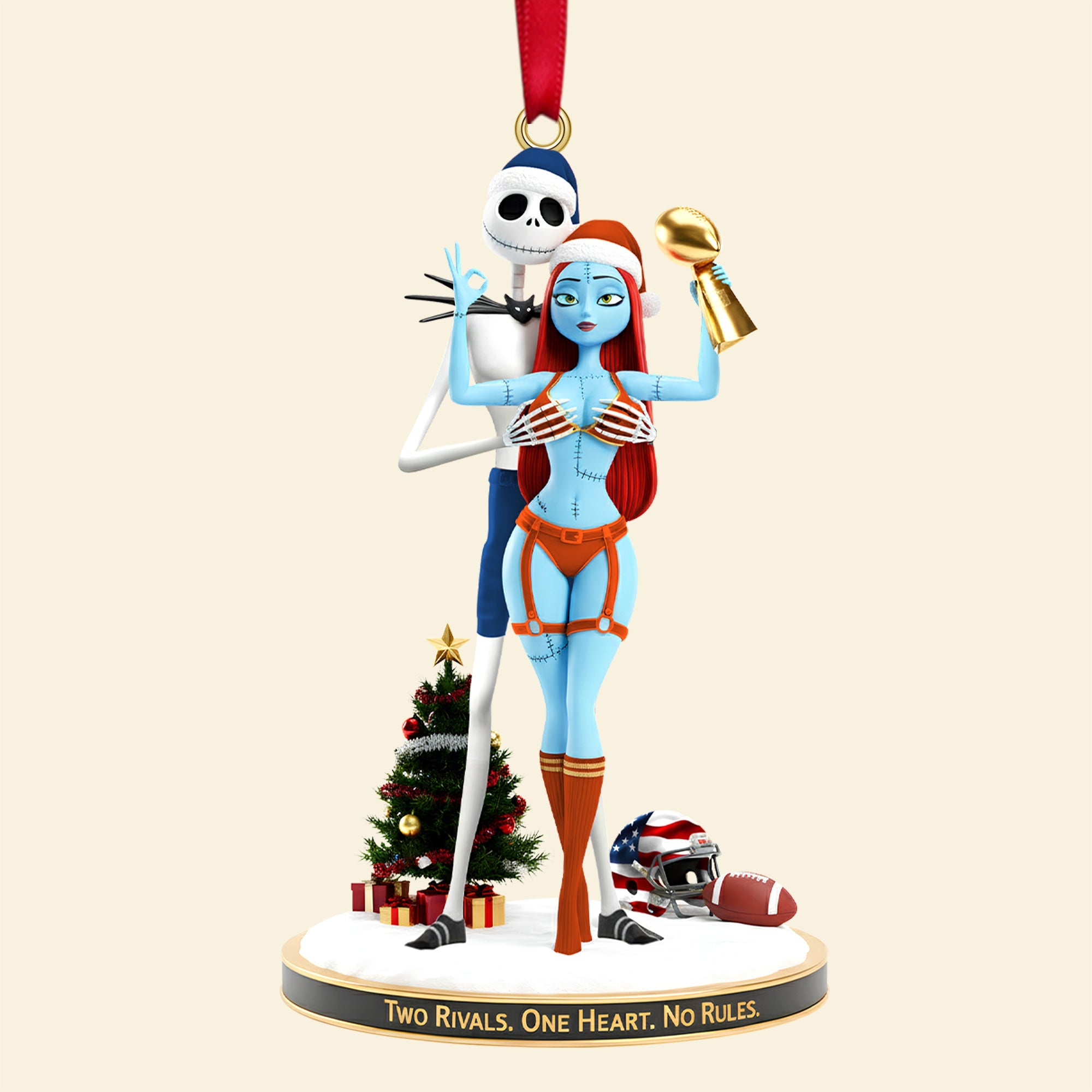 "Two Rivals. One Heart. No Rules." – Personalized Christmas Ornament for Sports Couples Ornament PopCulturePrints