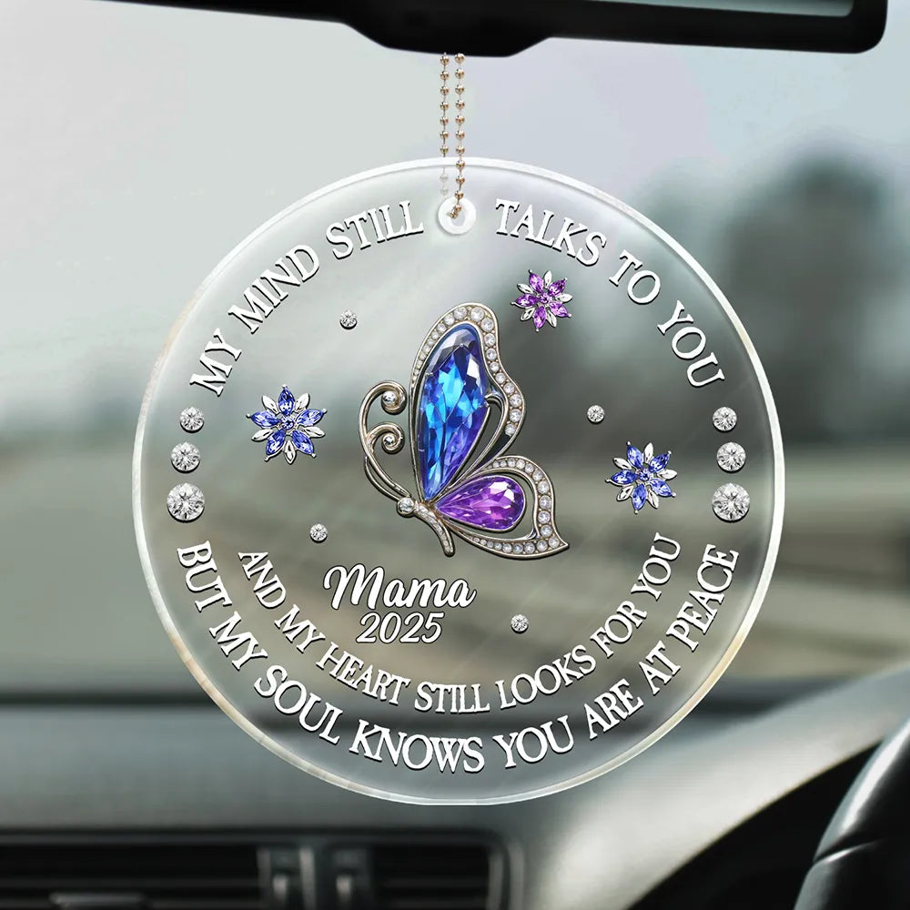 My Soul Knows You Are At Peace - Personalized Memorial Gemstone Car Hanger Acrylic Car Hanger PopCulturePrints