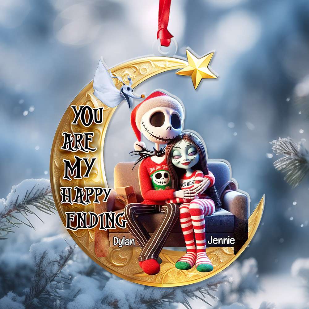 Custom Couples Acrylic Ornament - You Are My Happy Ending | Valentine's Day Gifts Ornament PopCulturePrints