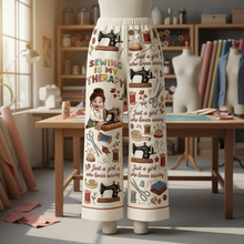 Load image into Gallery viewer, Sewing Is My Therapy - Personalized Pajama Pants for Passionate Sewers Pajama Pant PopCulturePrints
