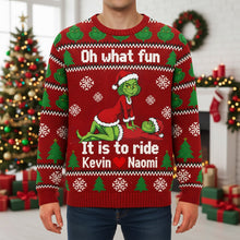 Load image into Gallery viewer, Oh What Fun! Personalized Funny Couple Ugly Sweater - Custom Gift for Couples AOP Products PopCulturePrints
