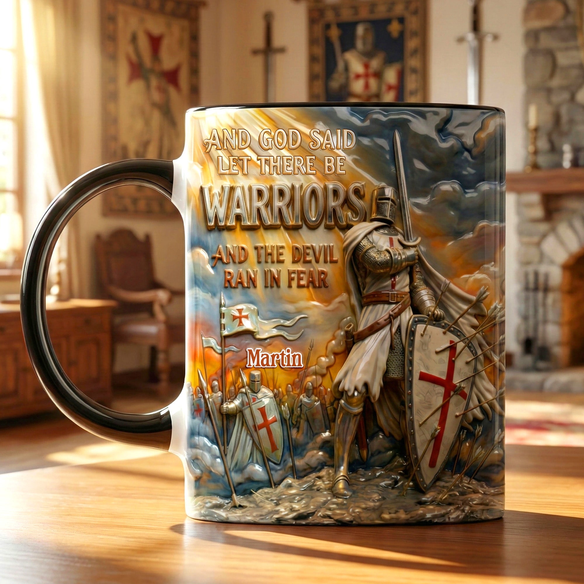 “Let There Be Warriors” - Triumphant Templar Knight Accent Mug - Personalized Gifts for Christians Coffee Mug PopCulturePrints