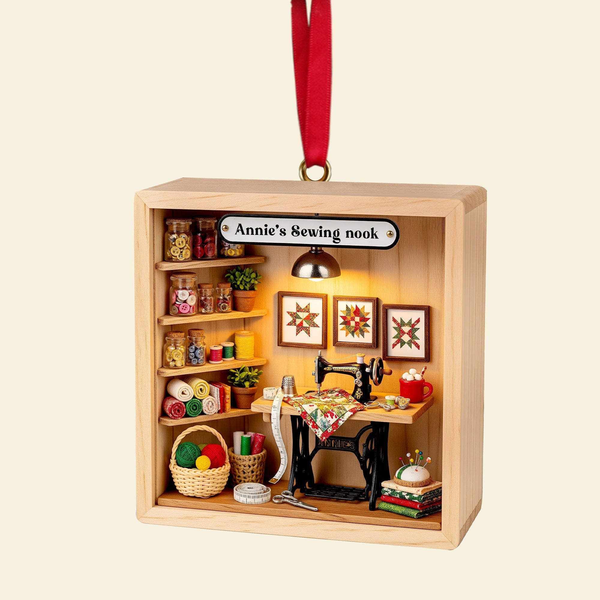 “Create Your Cozy Corner” - Cozy Sewing Nook Acrylic Ornament - Personalized Gift for Sewing Enthusiasts Ornament PopCulturePrints