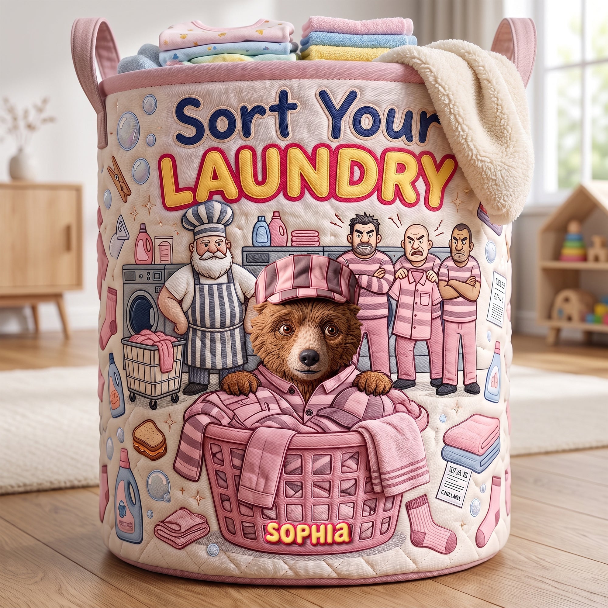 Fun Color Bleeding Quilted Laundry Basket, Personalized Gifts 02qhqn110726 Laundry Basket PopCulturePrints