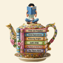 Load image into Gallery viewer, Tea &amp; Books Enthusiast Plaque - Personalized Gifts for Book Lovers Shaped Plaques PopCulturePrints
