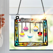 Load image into Gallery viewer, &quot;Brighten Your Mom&#39;s Day with Sweet Cupcakes - Personalized Hanging Suncatcher for Her&quot; Ornament PopCulturePrints
