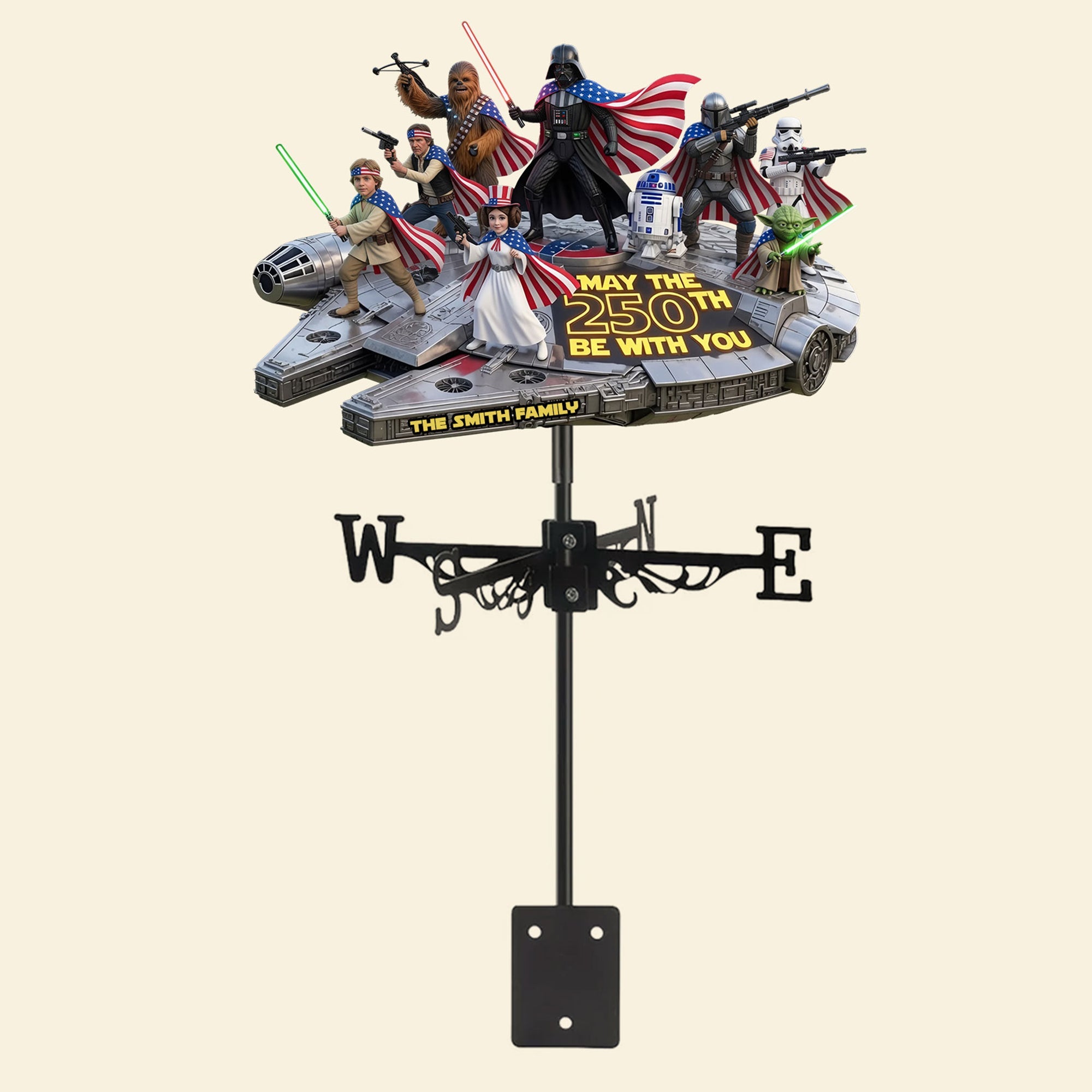 “May the 250th Be With You” - America 250th Anniversary Metal Weather Vane - Personalized Gift for Family and Friends