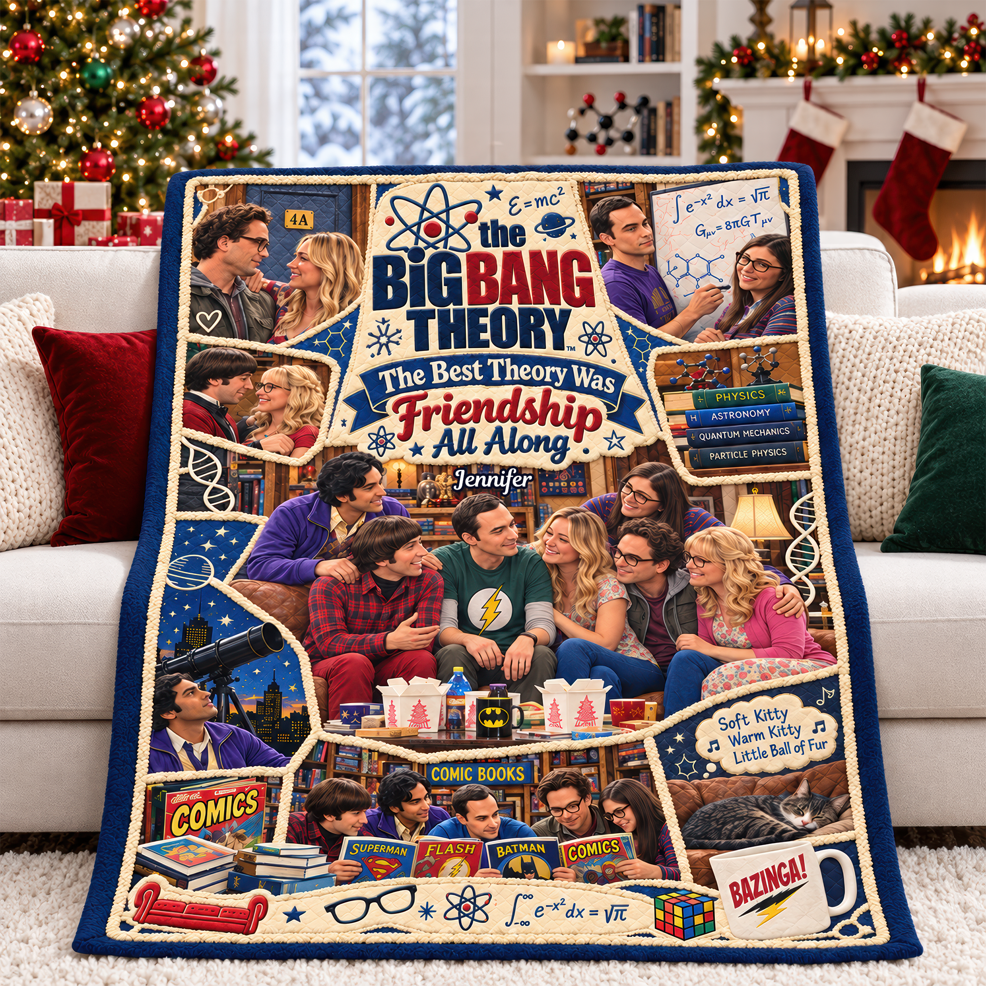"The Best Theory Was Friendship All Along" - Personalized Science & Sitcom Blanket for TV Show Lovers Blanket PopCulturePrints